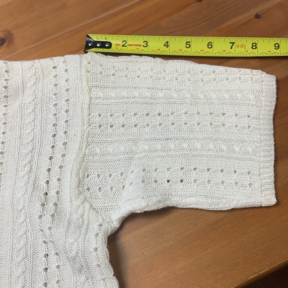 Egyptian NWOT Acrylic Sweater, Ivory, Short Sleeve, Loose Cable Knit,Light - Picture 6 of 11